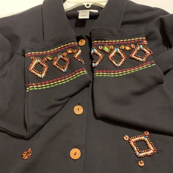 Coldwater Creek Size XL vintage jacket black with beaded detail. - Picture 10 of 11